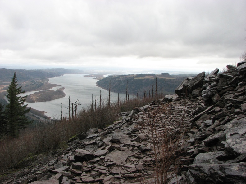 Coming back down the Angel's Rest Trail you pass over a talus field and have this view to the west.