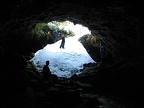 Leaving the cave you can see how much snow has fallen into the skylight of the cave