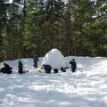 We made an igloo and camped in the parking lot for the tale of two forests trail