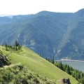 Looking south at the upper portion of the Dog Mountain Trail and the Columbia River.