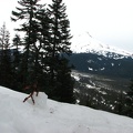 Stickman joined the hike for a while but he decided to veg out and admire the view of Mt. Hood.
