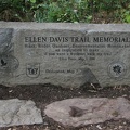 Stone monument on the Burnt Bridge Creek Trail commemorating Ellen Davis at the beginning of the Ellen Davis Trail in Hazel Dell