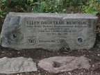 Stone monument on the Burnt Bridge Creek Trail commemorating Ellen Davis at the beginning of the Ellen Davis Trail in Hazel Dell