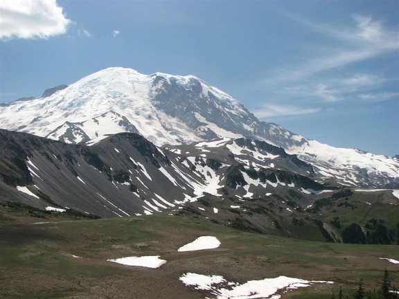 Majestic Mt. Rainier rises above everything else at the start of the Burroughs Mountain Trail.