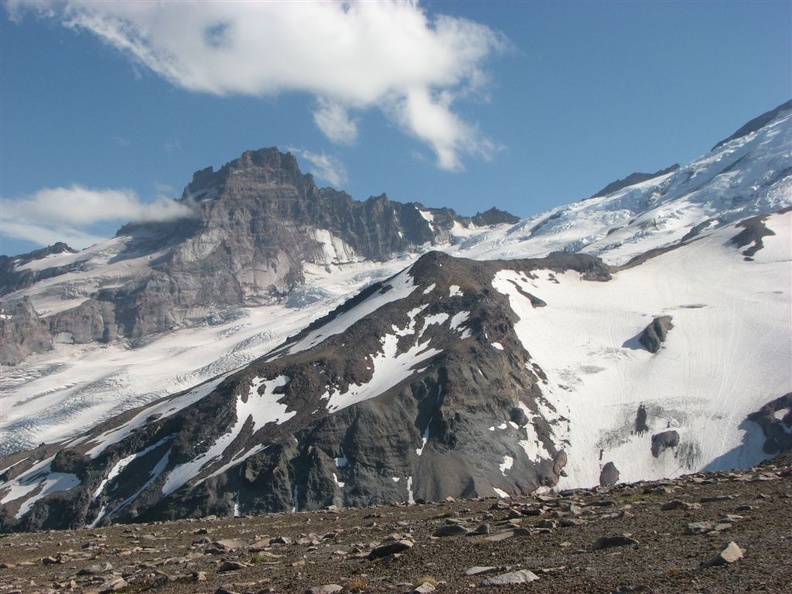 Looking towards Elliot Glacier from Burroughs Mountain Trail in Mt. Rainier National Park.