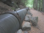 Wood stave water pipe that used to supply water for power generation.