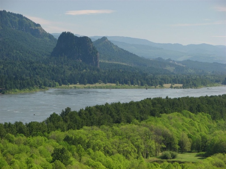 Beacon Rock and the Columbia River from the Horsetail Creek Trail.