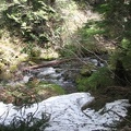 Snow along the trail at one of the branches of Horsetail Creek.