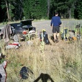 Last minute organizing at the trailhead