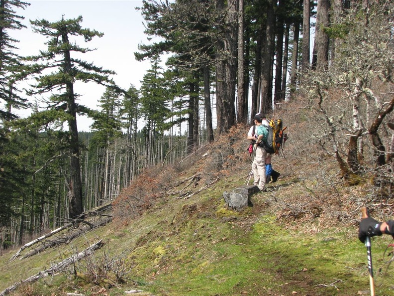 Taking a rest break on the lower part of the Eagle-Benson Trail.