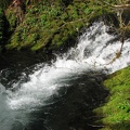 The creek flows down the hanging valley then over a waterfall to join Eagle Creek.