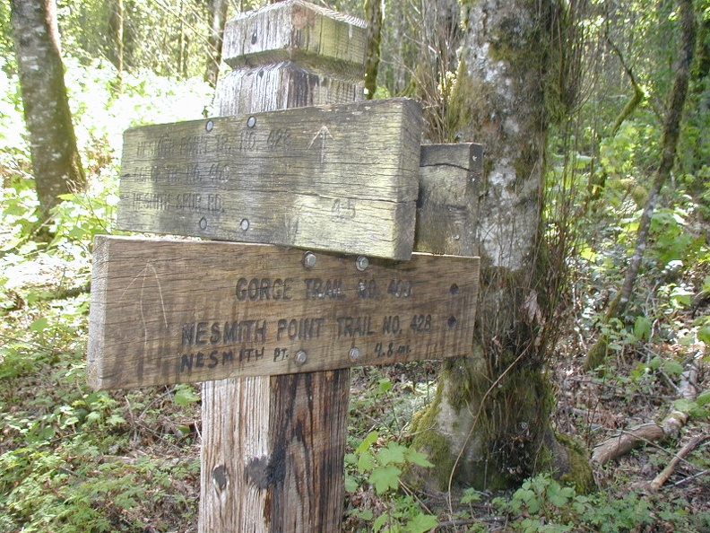 Trail sign near the parking lot.