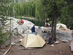 There were enough mosquitoes to send us to the tents fairly early. We had a great lakeside view from our camp.