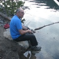 Bob filtering water at Upper Snow Lake.