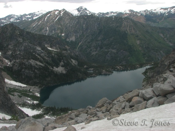 Colchuck Lake looks bigger when dropping down from Asgard Pass.