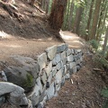 Hundreds of volunteers donated thousands of hours of work to rebuild this trail. Here is an example of a rock wall along the Glacier Basin Trail.
