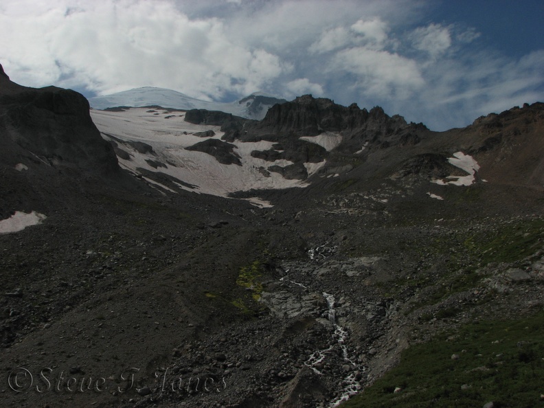 Glacial debris covers the ground at the 6,700 foot level at Glacier Basin. Not many plants can survive in this harsh environment.