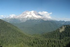 A panoramic view of Mt. Rainier from the old fire lookout on the Glacier View Trail.