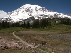 Mt. Rainier from the High Lakes Trail. This is one of my favorite parts of this trail. I love the way you are walking straight towards the Mountain. Picture taken 7/3/2005 about noon.