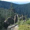 Stone pillars from Huffman Peak. You can see Tumtum Mountain in the far distance.
