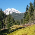 This is the only view of Mt. Rainier for the next couple hours of hiking. Be sure to walk to the bridge over Box Canyon to enjoy the view on a clear day.