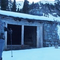 The Indian Bar shelter is a welcome sight after negotiating an icy hillside down to Indian Bar.