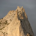 Closeup of Cathedral Peak showing the rugged granite spires.