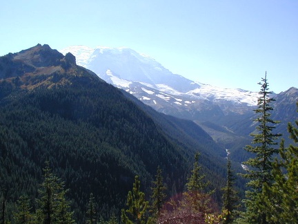 The Northern Loop hiking trail near Grand Park looking down into the West Fork of the White River at Mt. Rainier National Park. 