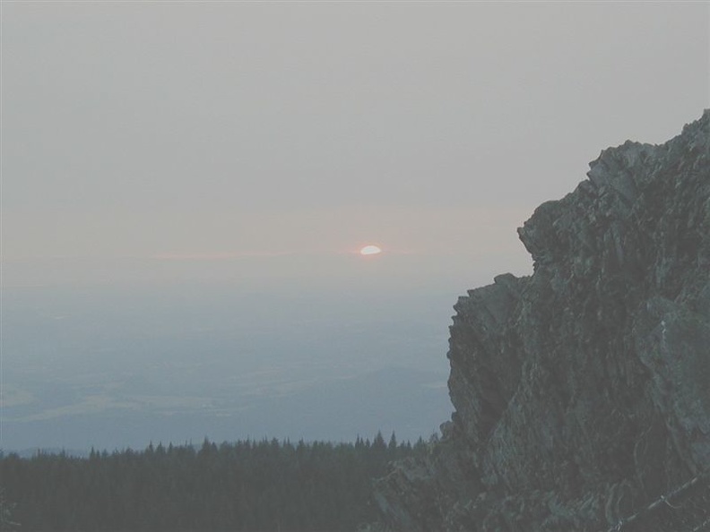 Field burning in the Willamette Valley makes for a smokey sunset from near the summit of Larch Mountain, Oregon.