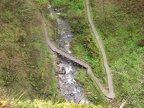 Looking down from the upper viewpoint. This is at the top of Latourell Falls, looking down at the bridge near the lower falls.