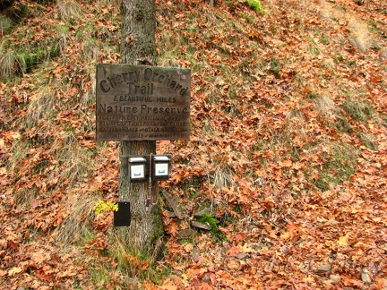 Just a bit uphill from the trailhead is this sign for the Cherry Orchard Trail. It is easy to walk farther than the 2 miles indicated on the sign.