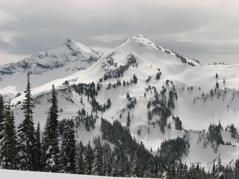 Okay, If you've looked at all these pictures, you should know the left peak is Unicorn Peak and the right one is Foss Peak.