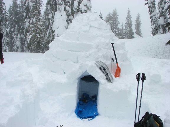The completed igloo stands ready for the storm. It will be quiet and cozy for me.