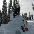 The top blocks were pretty thin, so I had to stand carefully on top of the igloo, proving how strong it is.
