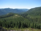 Here is view from the Mazama Trail of the parking lot. Some sections of the lower trail provide views of Mt. Hood.