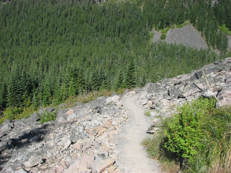 From the switchbacks on the rockfield, you can see how well maintained the Mazama Trail is.