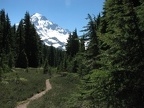 The Mazama Ridge trail tops out and provides this nice view of Mt. Hood.