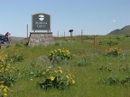 Tourist sign marking Rowena Crest on the Columbia River Scenic Highway.