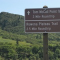 Trail sign near at the edge of the Rowena Crest parking area.