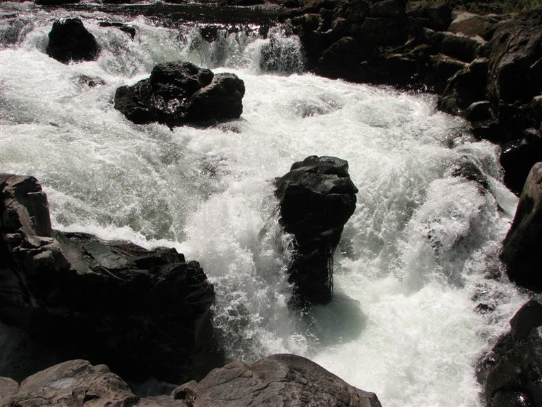 Moulton Falls cascades 11 feet on the East Fork of the Lewis River.