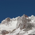 The cobalt-blue sky above Mt. Hood shows the ruggedness of Mt. Hood.