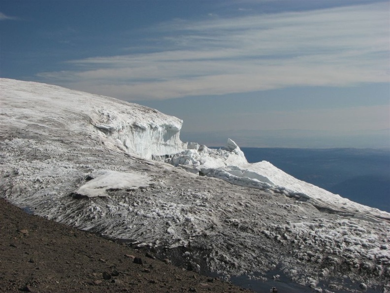 I guess this is a crevasse at the top of Mazama glacier at the edge of Piker's Peak.