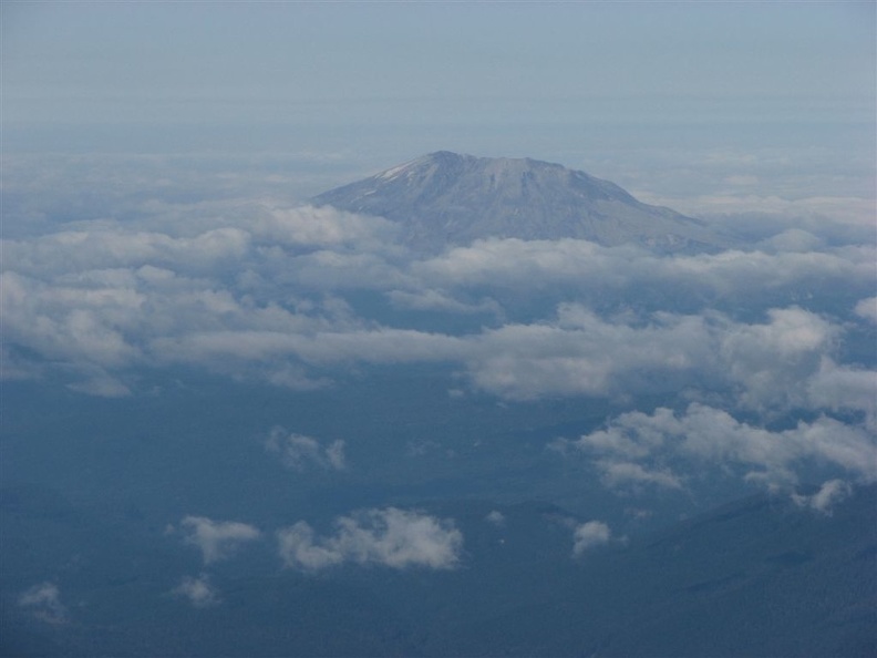 Mt. St. Helens looks almost bare of snow from Mt. Adams in late August.