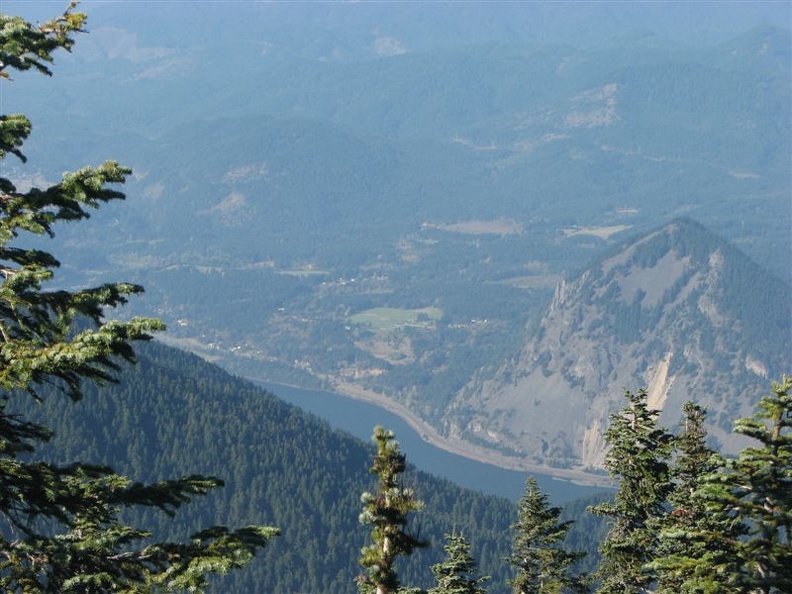 The Columbia River looks quite small from near the top of the Mt. Defiance Trail.