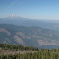 The Columbia River lies far below this viewpoint along the Mt. Defiance Trail. Mt. Adams is in the background.
