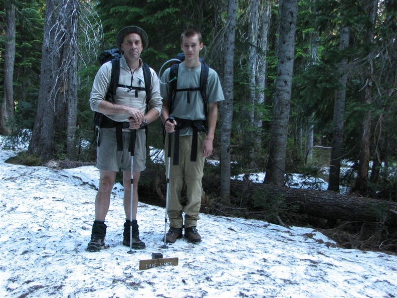 In the morning we went back to this trail junction sign. The snow was right at the top of the sign the evening before.