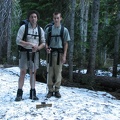 In the morning we went back to this trail junction sign. The snow was right at the top of the sign the evening before.