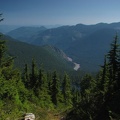 Looking down at Lake James and the West Fork of the White River on the side trail to Natural Bridge.