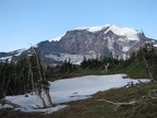 Mt. Rainier along the Wonderland Trail above the saddle between Moraine Park and Mystic Lake.
