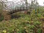 Wood arch bridge over the railroad tracks at the Ridgefield National Wildlife Refuge.